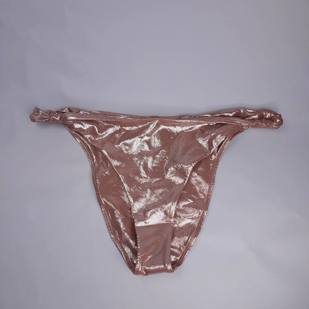 SKIMS Swim Bikini Bottom Metallic Cinnamon‎ Pink Women PLUS Sz 4X NWT Beach Pool